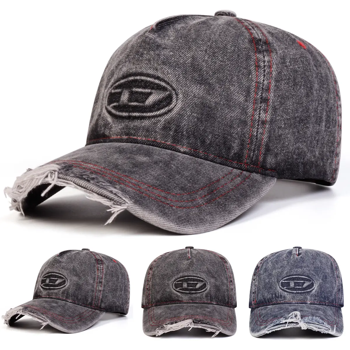 Vintage Distressed Washed Cotton Baseball Cap for Men Women — feature 1