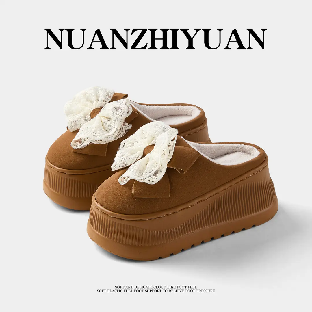 Nanbowan 7.5cm Bag Heel Cotton Slippers for Women Can Be Worn Outside Home Indoor Comfortable Warm Cotton Slippers for Women Winter Style - Image 4