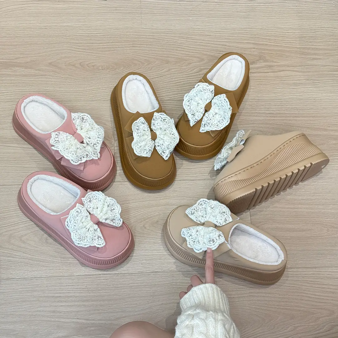 Nanbowan 7.5cm Bag Heel Cotton Slippers for Women Can Be Worn Outside Home Indoor Comfortable Warm Cotton Slippers for Women Winter Style - Image 5