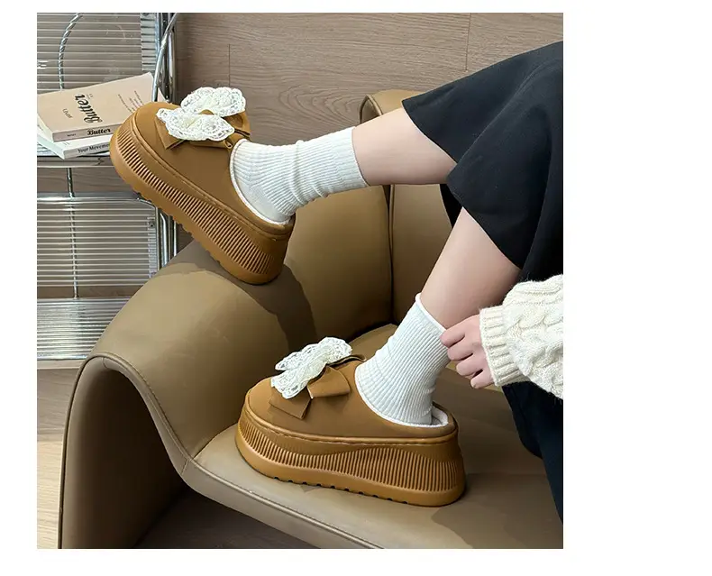 Nanbowan 7.5cm Bag Heel Cotton Slippers for Women Can Be Worn Outside Home Indoor Comfortable Warm Cotton Slippers for Women Winter Style — feature 11