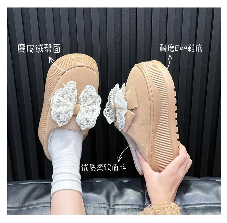 Nanbowan 7.5cm Bag Heel Cotton Slippers for Women Can Be Worn Outside Home Indoor Comfortable Warm Cotton Slippers for Women Winter Style — feature 14