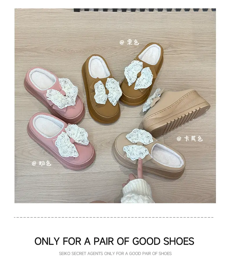 Nanbowan 7.5cm Bag Heel Cotton Slippers for Women Can Be Worn Outside Home Indoor Comfortable Warm Cotton Slippers for Women Winter Style — feature 3