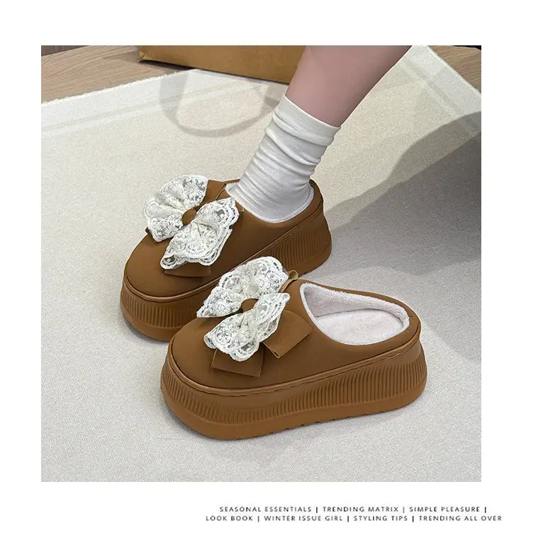 Nanbowan 7.5cm Bag Heel Cotton Slippers for Women Can Be Worn Outside Home Indoor Comfortable Warm Cotton Slippers for Women Winter Style — feature 4