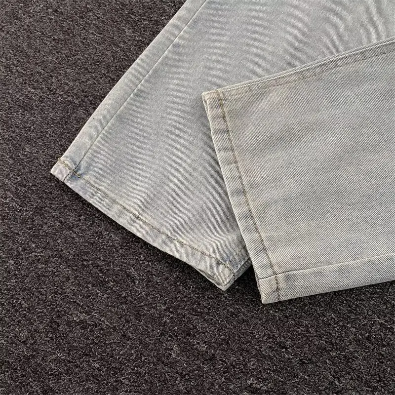 Women Black Flocked Floral Plaid Belt Wide Leg Jeans — feature 13