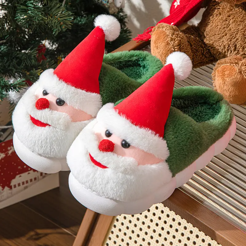 Santa Hat Slippers Women Men Warm Cotton Thick Non-Slip - Image 5