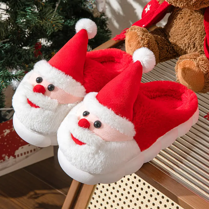 Santa Hat Slippers Women Men Warm Cotton Thick Non-Slip - Image 6
