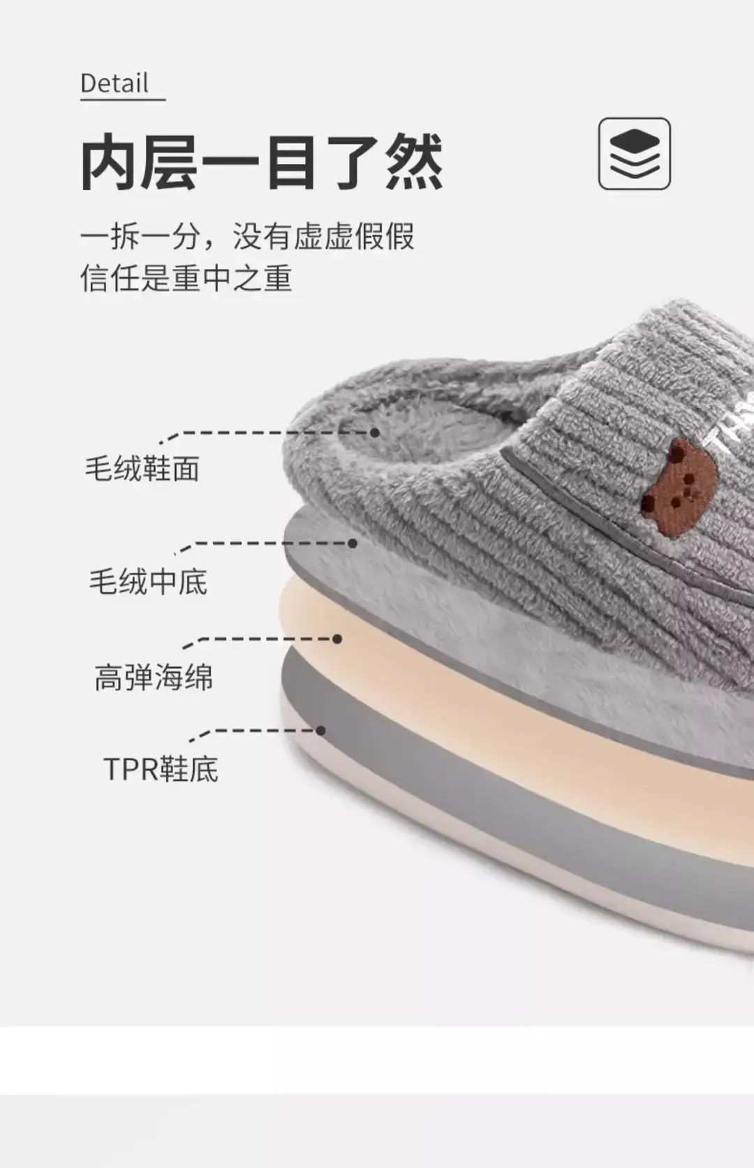 Manufacturer Wholesale Cotton Slippers for Men, Non-Slip Indoor Thick Plush Warm Couple Thick-Soled Home Winter Cotton Slippers for Women — feature 4