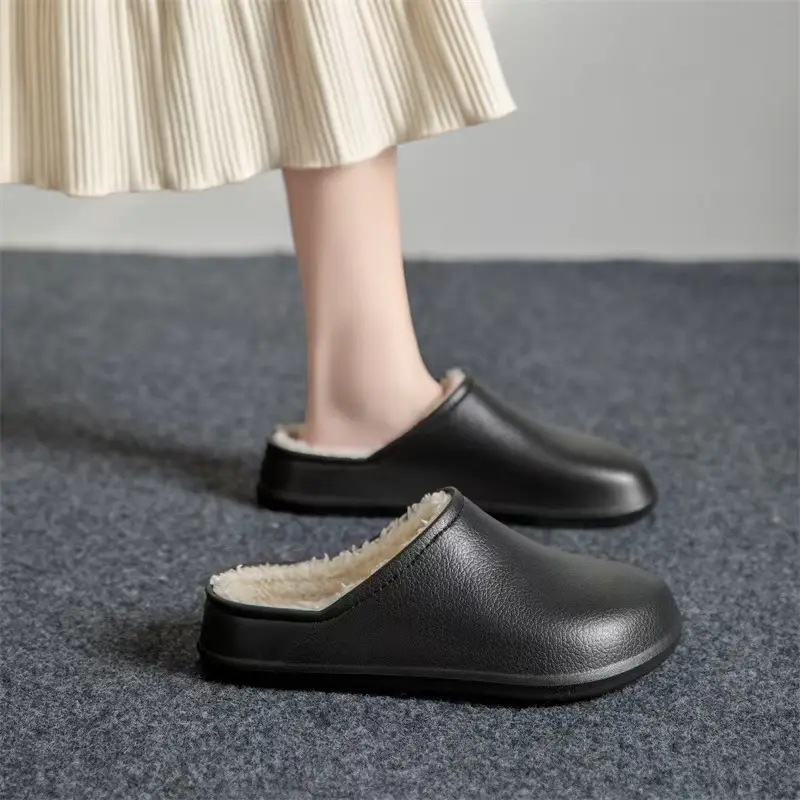 Birkenstock Shoes Cotton Slippers Women's Home Autumn and Winter New Waterproof Wearable Thick-Soled Fleece-Lined Warm Cotton Shoes Indoor Home - Image 2