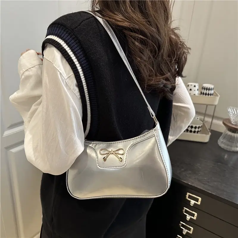 Korean Bow Shoulder Bag for Women Red Leather - Image 11