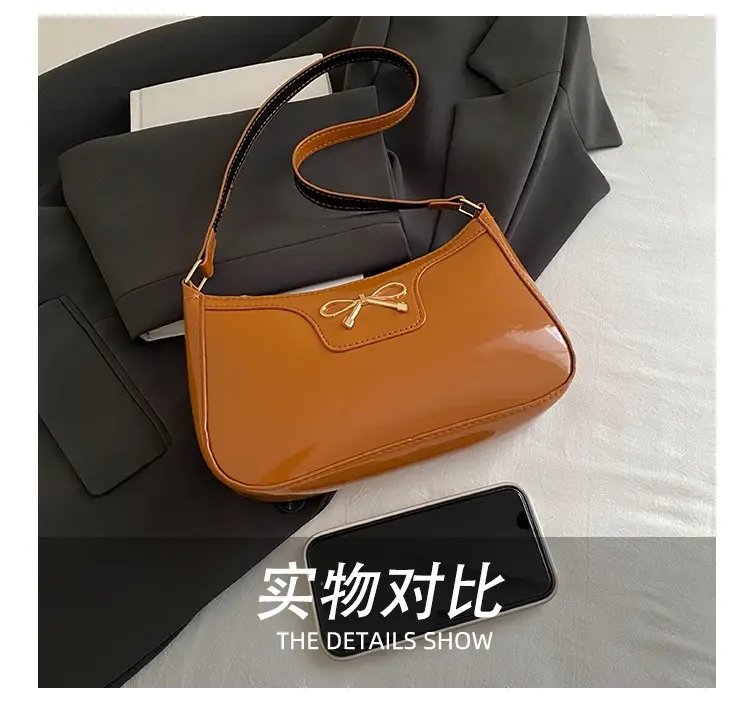 Korean Bow Shoulder Bag for Women Red Leather — feature 10