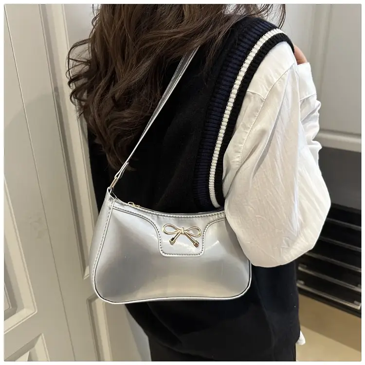 Korean Bow Shoulder Bag for Women Red Leather — feature 13