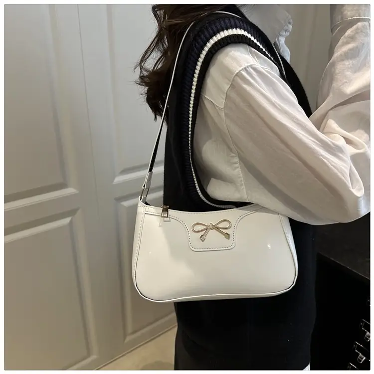 Korean Bow Shoulder Bag for Women Red Leather — feature 15