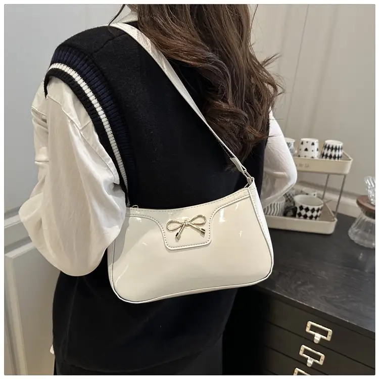 Korean Bow Shoulder Bag for Women Red Leather — feature 16
