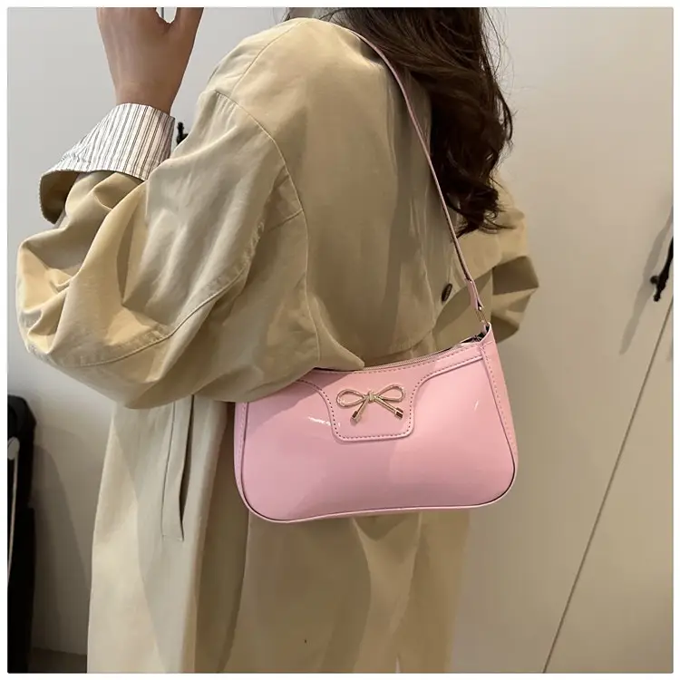 Korean Bow Shoulder Bag for Women Red Leather — feature 20
