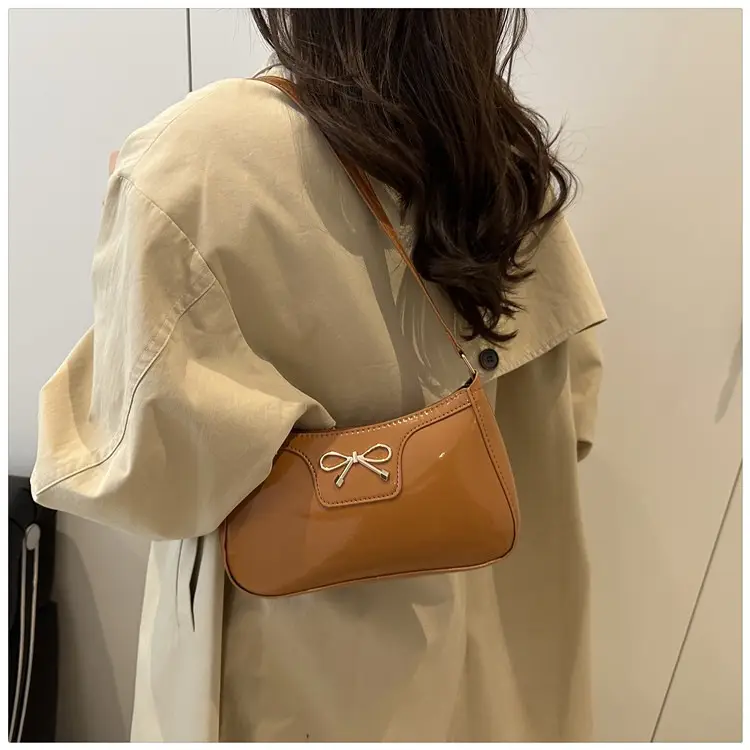 Korean Bow Shoulder Bag for Women Red Leather — feature 22