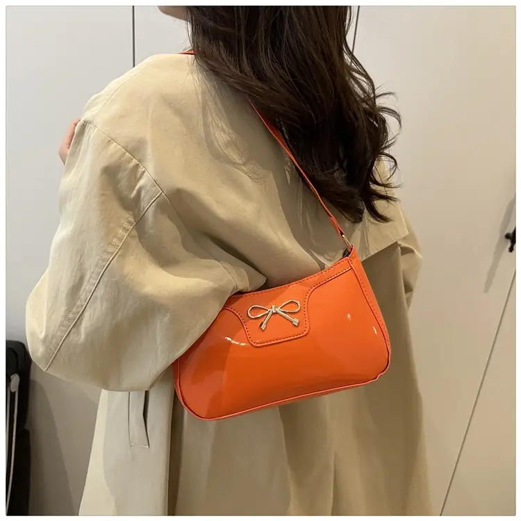 Korean Bow Shoulder Bag for Women Red Leather — feature 23