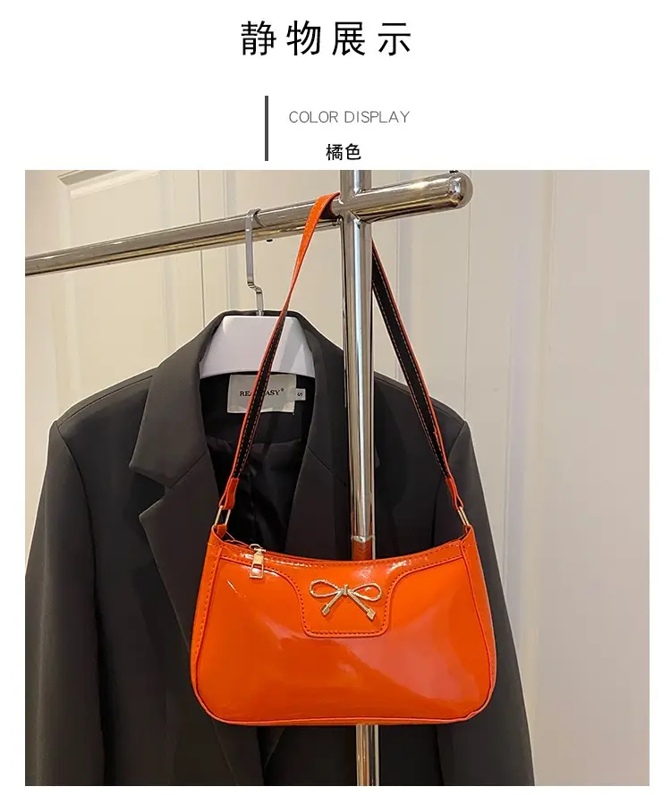 Korean Bow Shoulder Bag for Women Red Leather — feature 28