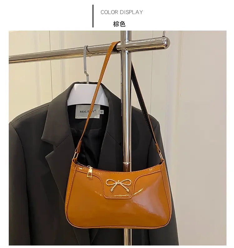 Korean Bow Shoulder Bag for Women Red Leather — feature 29