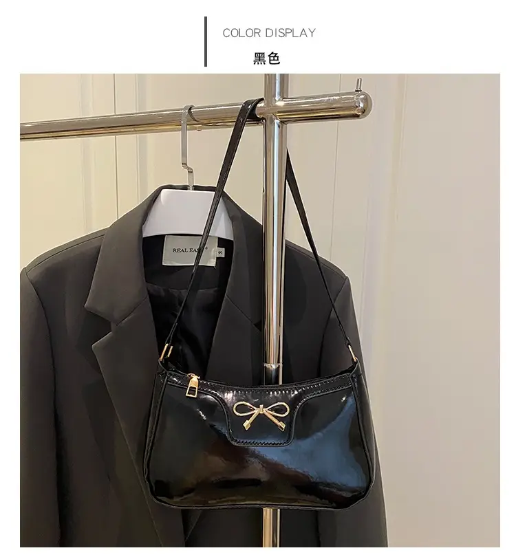 Korean Bow Shoulder Bag for Women Red Leather — feature 31