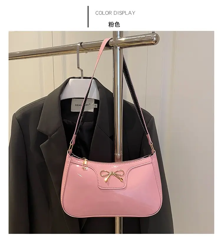 Korean Bow Shoulder Bag for Women Red Leather — feature 33