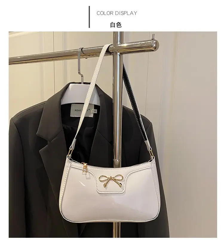 Korean Bow Shoulder Bag for Women Red Leather — feature 34