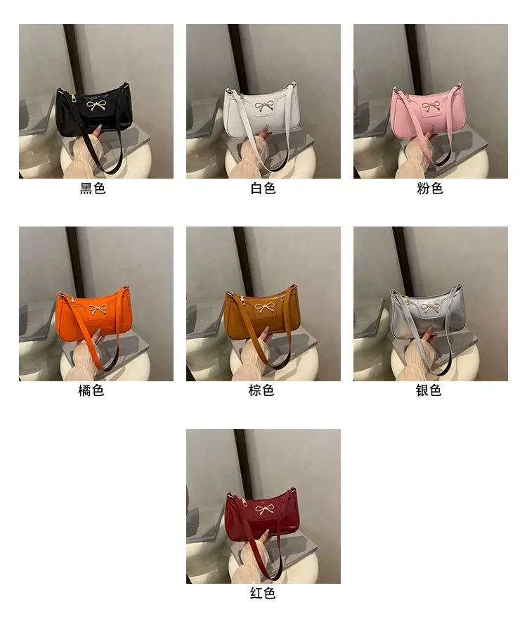 Korean Bow Shoulder Bag for Women Red Leather — feature 4