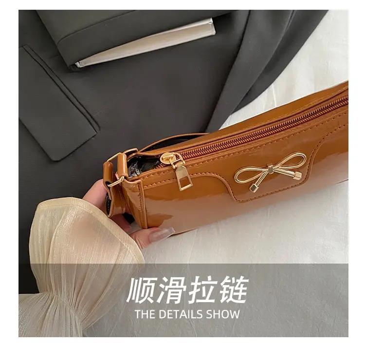 Korean Bow Shoulder Bag for Women Red Leather — feature 7