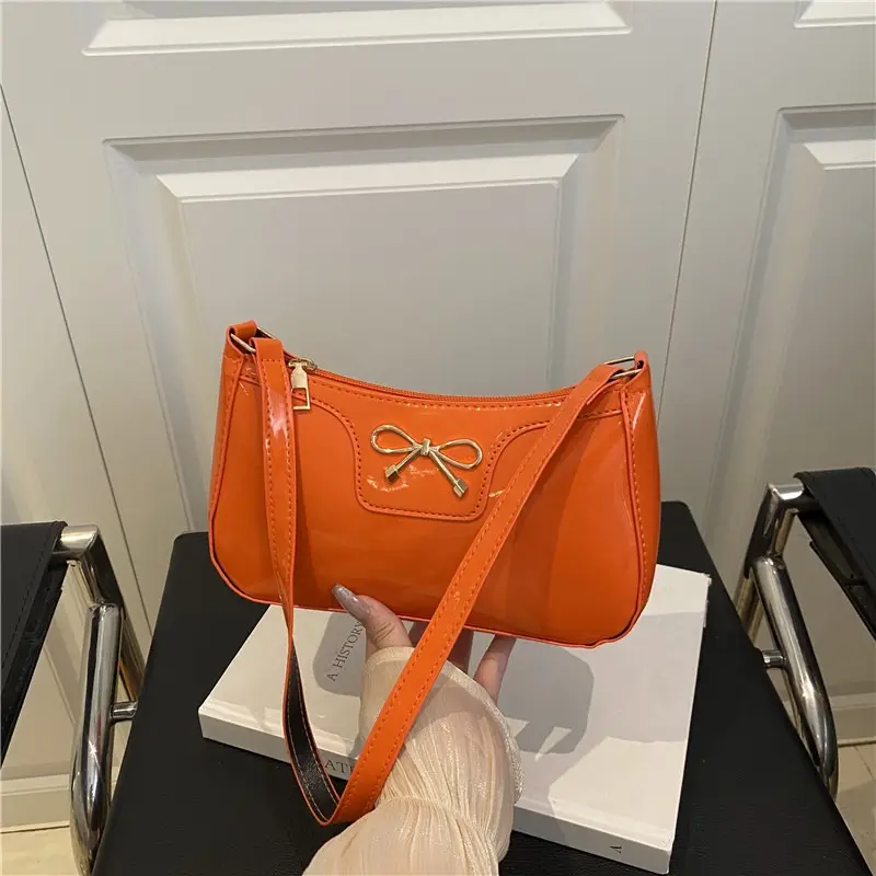 Korean Bow Shoulder Bag for Women Red Leather - Image 2