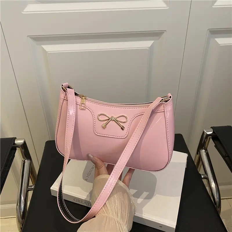 Korean Bow Shoulder Bag for Women Red Leather - Image 4