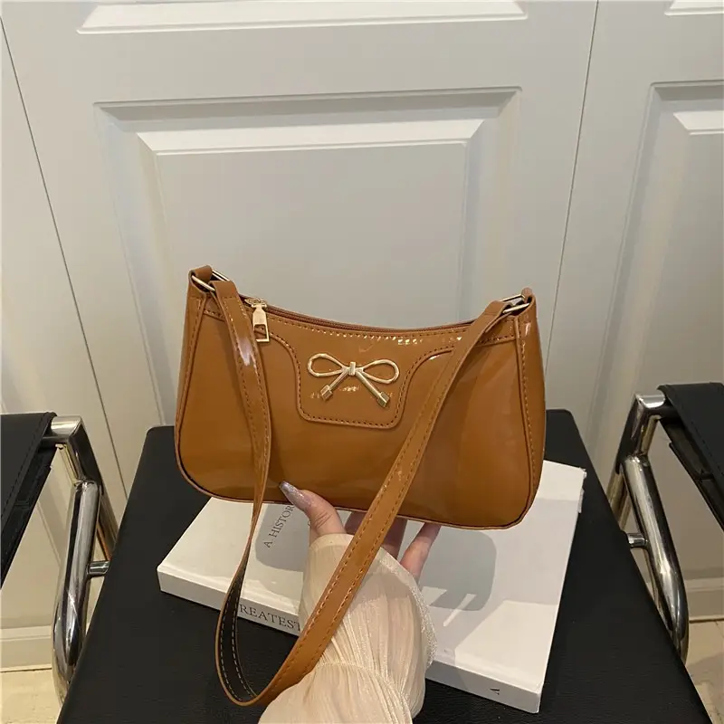Korean Bow Shoulder Bag for Women Red Leather - Image 5