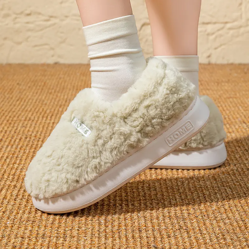 Women's Fleece Lined Winter Slippers White - Image 6