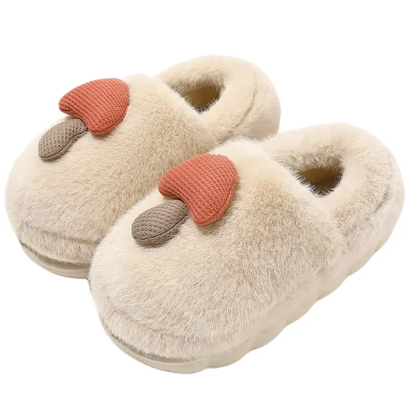 Mushroom Design Warm Cotton Slippers for Women - Image 21