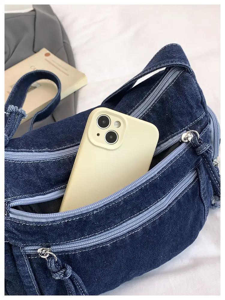 Denim Crossbody Bag for Women Multi-Zipper Commuter Phone Bag — feature 10