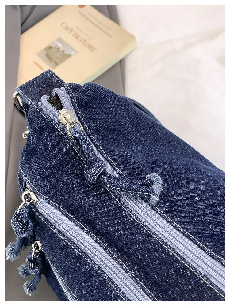 Denim Crossbody Bag for Women Multi-Zipper Commuter Phone Bag — feature 12