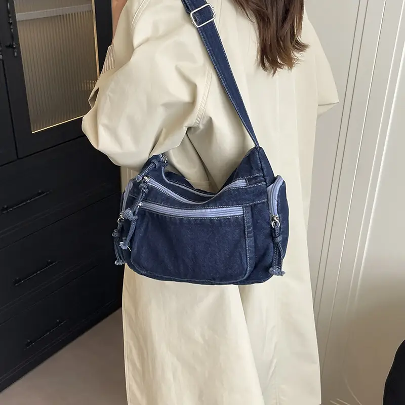 Denim Crossbody Bag for Women Multi-Zipper Commuter Phone Bag — feature 16