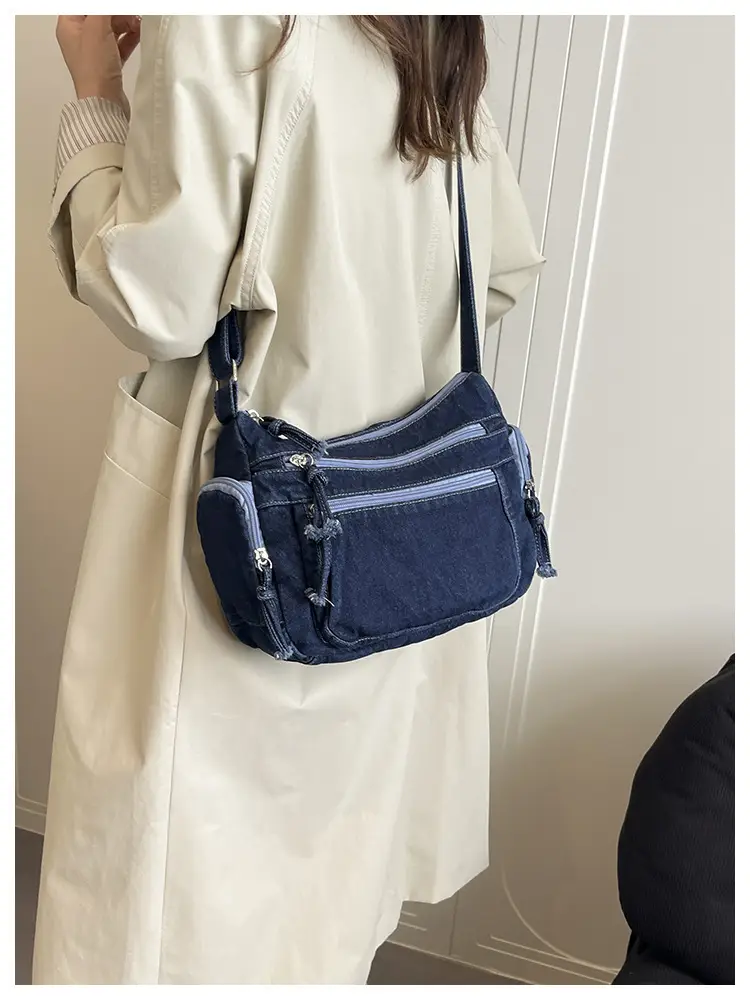Denim Crossbody Bag for Women Multi-Zipper Commuter Phone Bag — feature 18