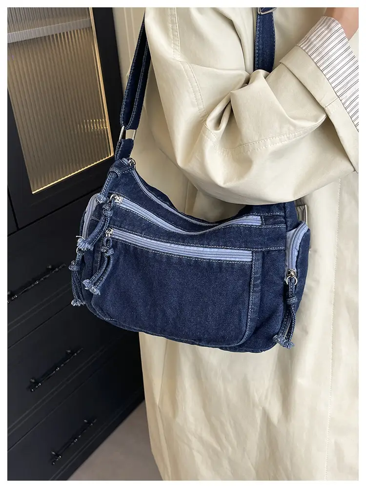 Denim Crossbody Bag for Women Multi-Zipper Commuter Phone Bag — feature 20