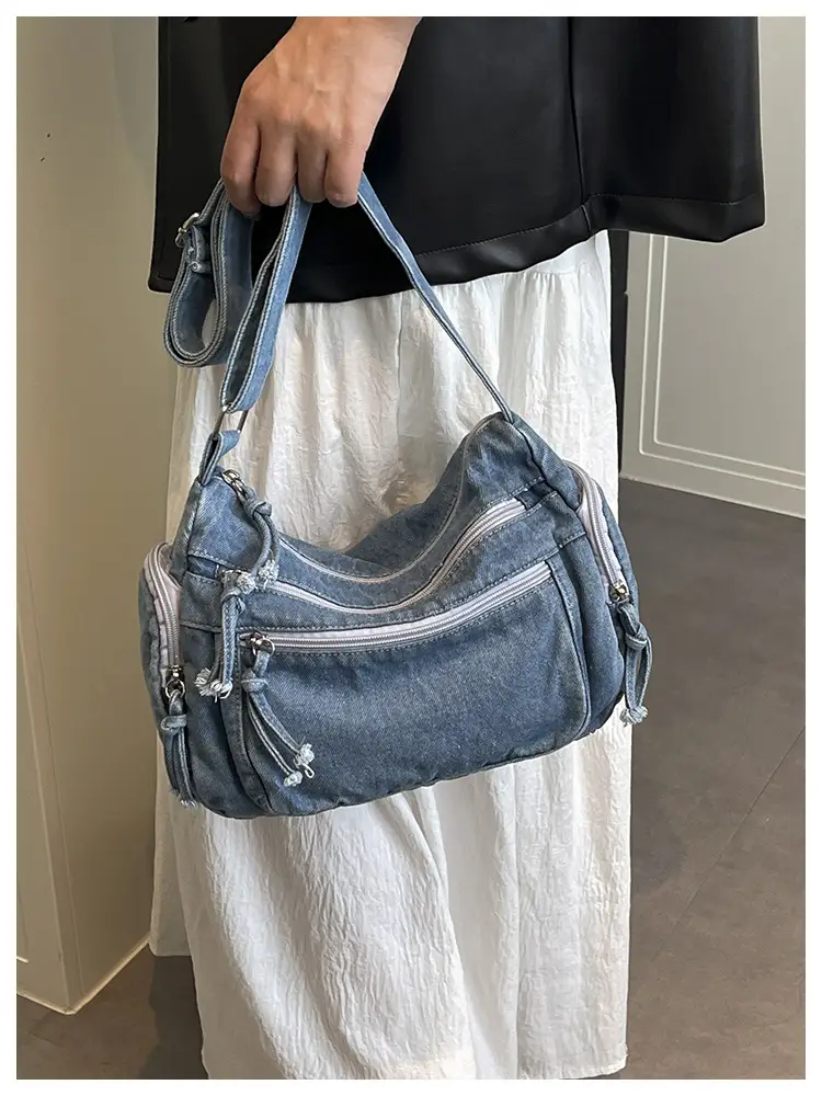 Denim Crossbody Bag for Women Multi-Zipper Commuter Phone Bag — feature 26