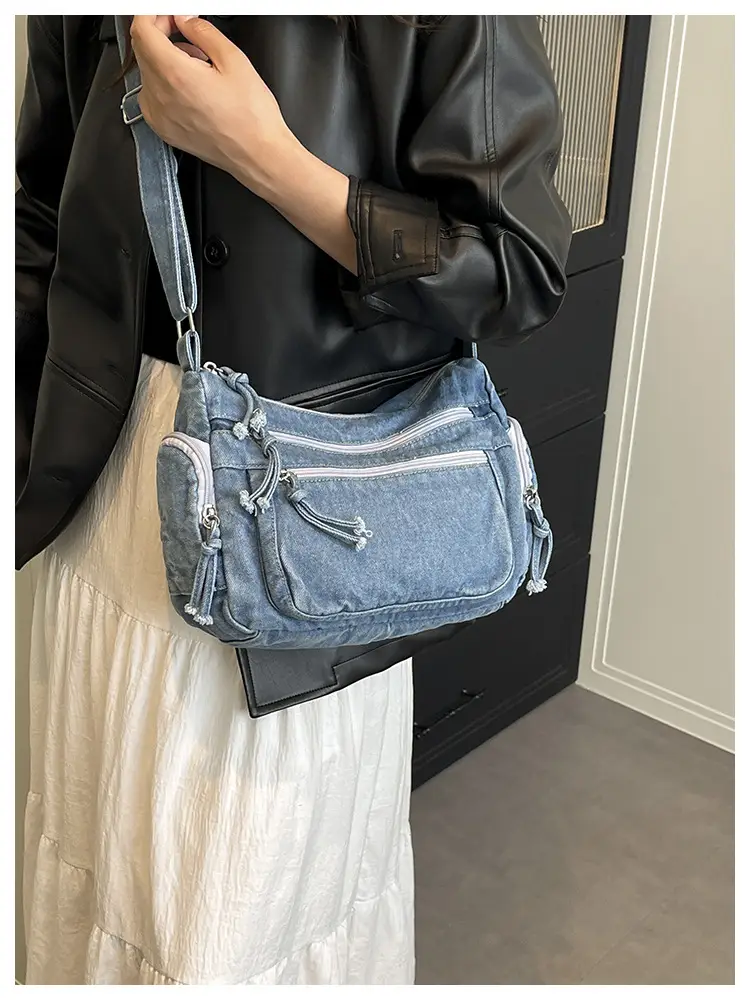 Denim Crossbody Bag for Women Multi-Zipper Commuter Phone Bag — feature 27