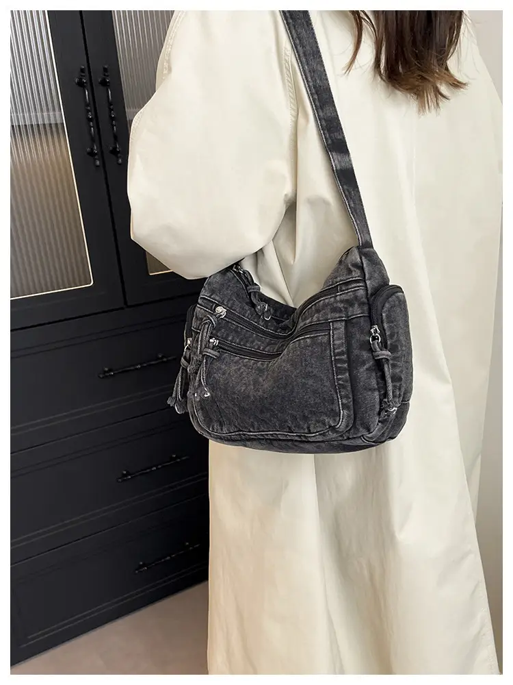 Denim Crossbody Bag for Women Multi-Zipper Commuter Phone Bag — feature 31