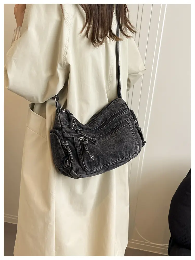 Denim Crossbody Bag for Women Multi-Zipper Commuter Phone Bag — feature 34