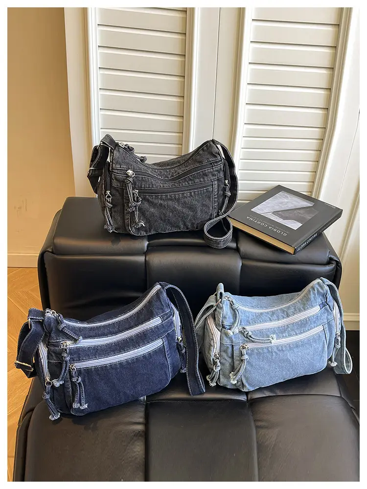 Denim Crossbody Bag for Women Multi-Zipper Commuter Phone Bag — feature 36