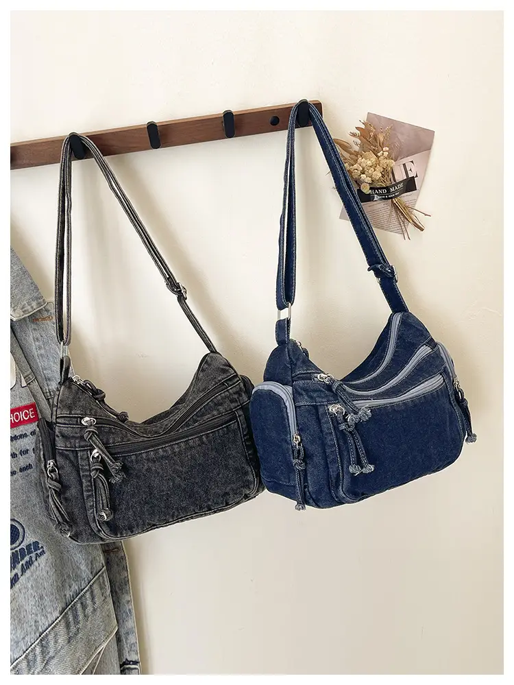 Denim Crossbody Bag for Women Multi-Zipper Commuter Phone Bag — feature 37