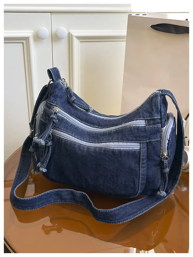 Denim Crossbody Bag for Women Multi-Zipper Commuter Phone Bag — feature 38