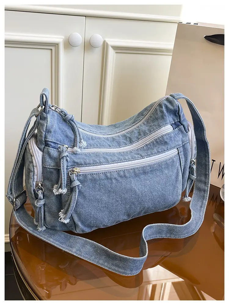 Denim Crossbody Bag for Women Multi-Zipper Commuter Phone Bag — feature 39
