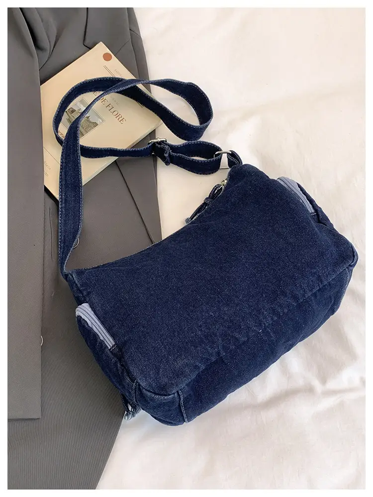 Denim Crossbody Bag for Women Multi-Zipper Commuter Phone Bag — feature 6