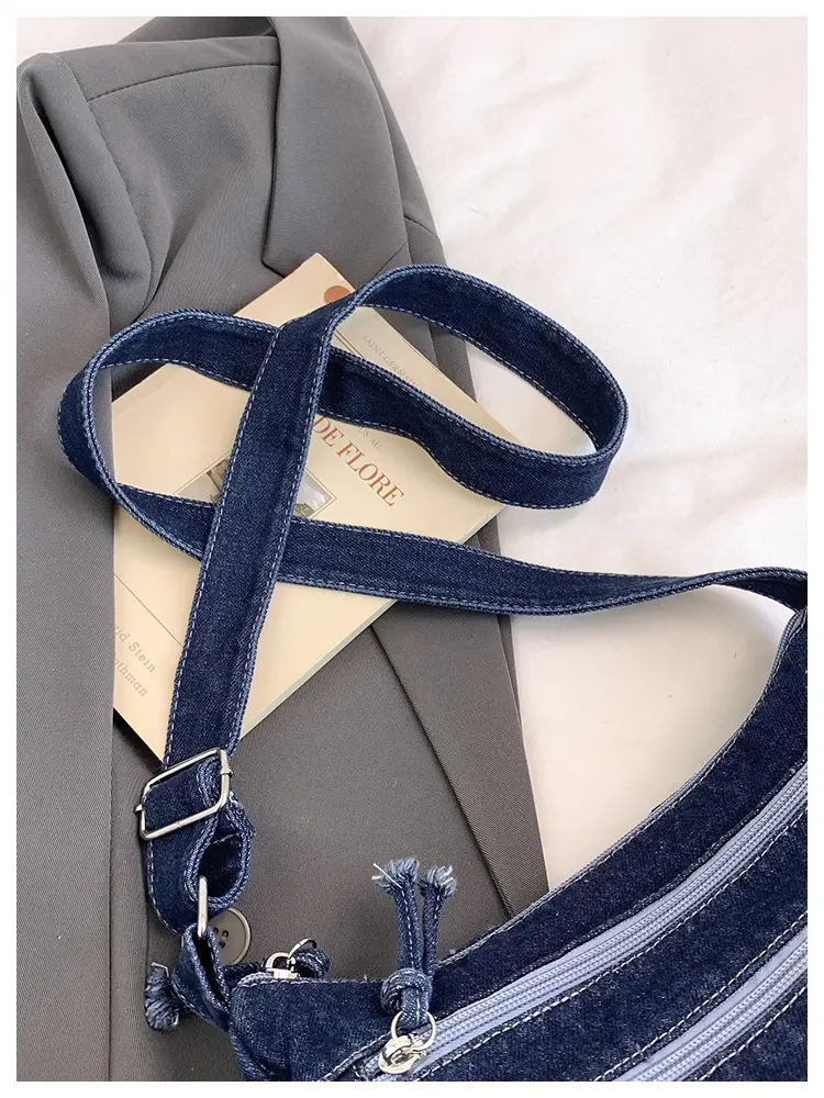 Denim Crossbody Bag for Women Multi-Zipper Commuter Phone Bag — feature 8