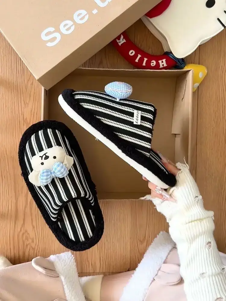 Cotton Slippers for Women, Thick-Soled, Non-Slip, Cute Cartoon Furry Slippers, Versatile Dormitory Cotton Slippers, 2026 New Autumn and Winter Models — feature 3