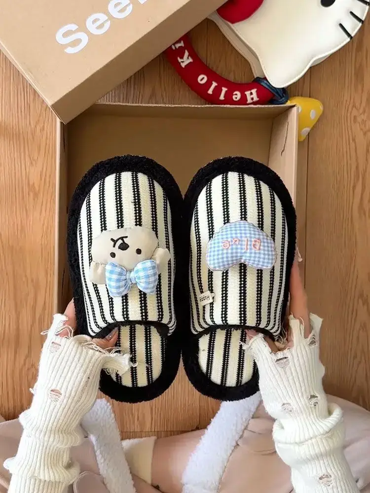 Cotton Slippers for Women, Thick-Soled, Non-Slip, Cute Cartoon Furry Slippers, Versatile Dormitory Cotton Slippers, 2026 New Autumn and Winter Models — feature 4