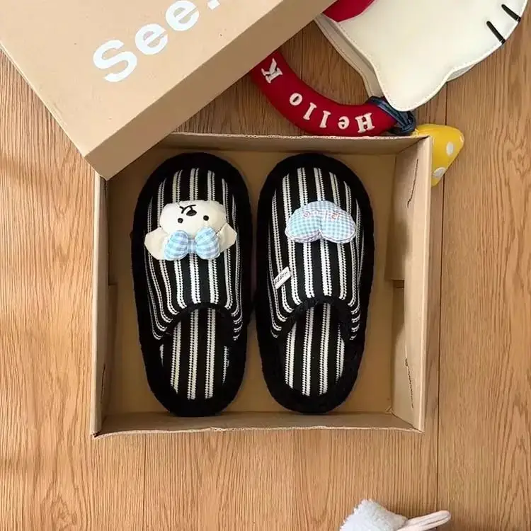 Cotton Slippers for Women, Thick-Soled, Non-Slip, Cute Cartoon Furry Slippers, Versatile Dormitory Cotton Slippers, 2026 New Autumn and Winter Models
